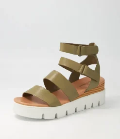 Rhean Khaki Leather Sandals
