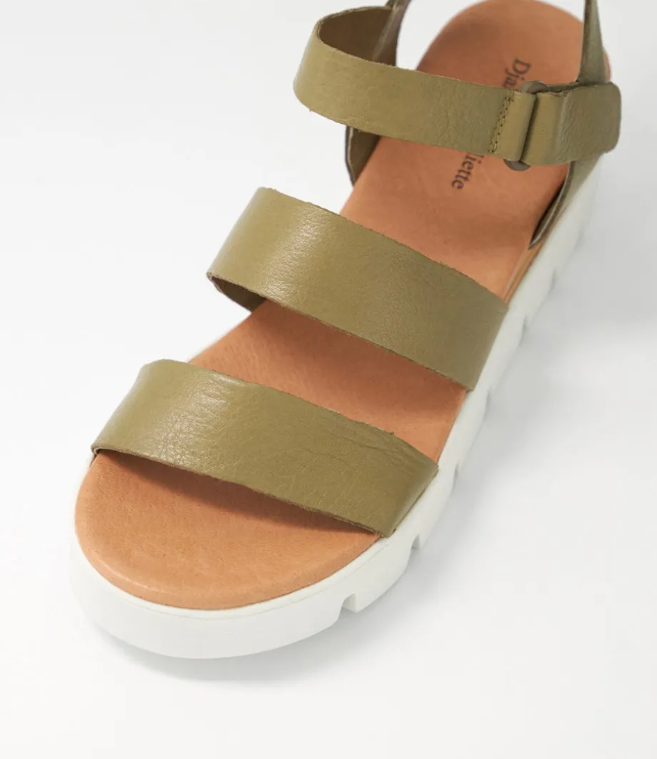 Rhean Khaki Leather Sandals