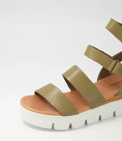 Rhean Khaki Leather Sandals