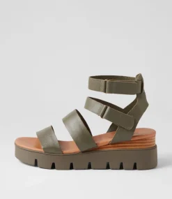 Rhean Olive Leather Sandals