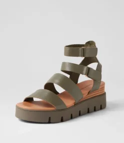 Rhean Olive Leather Sandals