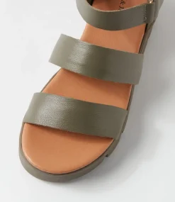 Rhean Olive Leather Sandals