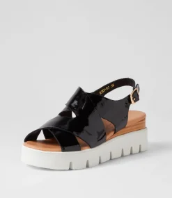 Riku Black Natural White Patent Sandals