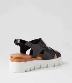 Riku Black Natural White Patent Sandals