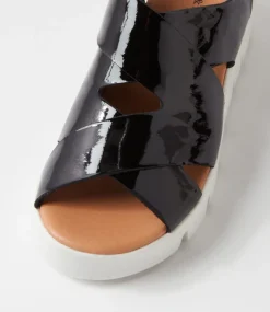Riku Black Natural White Patent Sandals