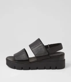 Rillow Black Leather Sandals