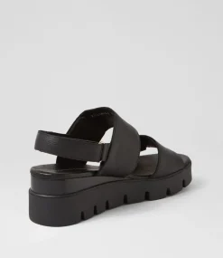 Rillow Black Leather Sandals