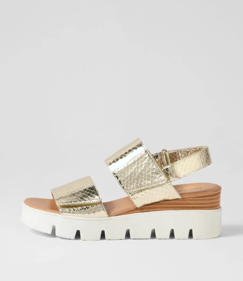 Rillow Gold White Mirror Leather Sandals