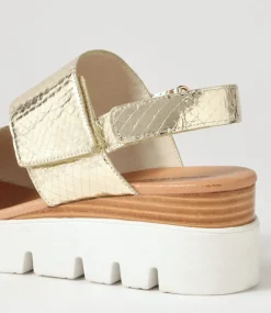 Rillow Gold White Mirror Leather Sandals