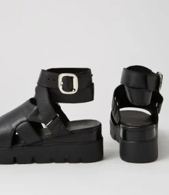 Rimini Black Leather Sandals