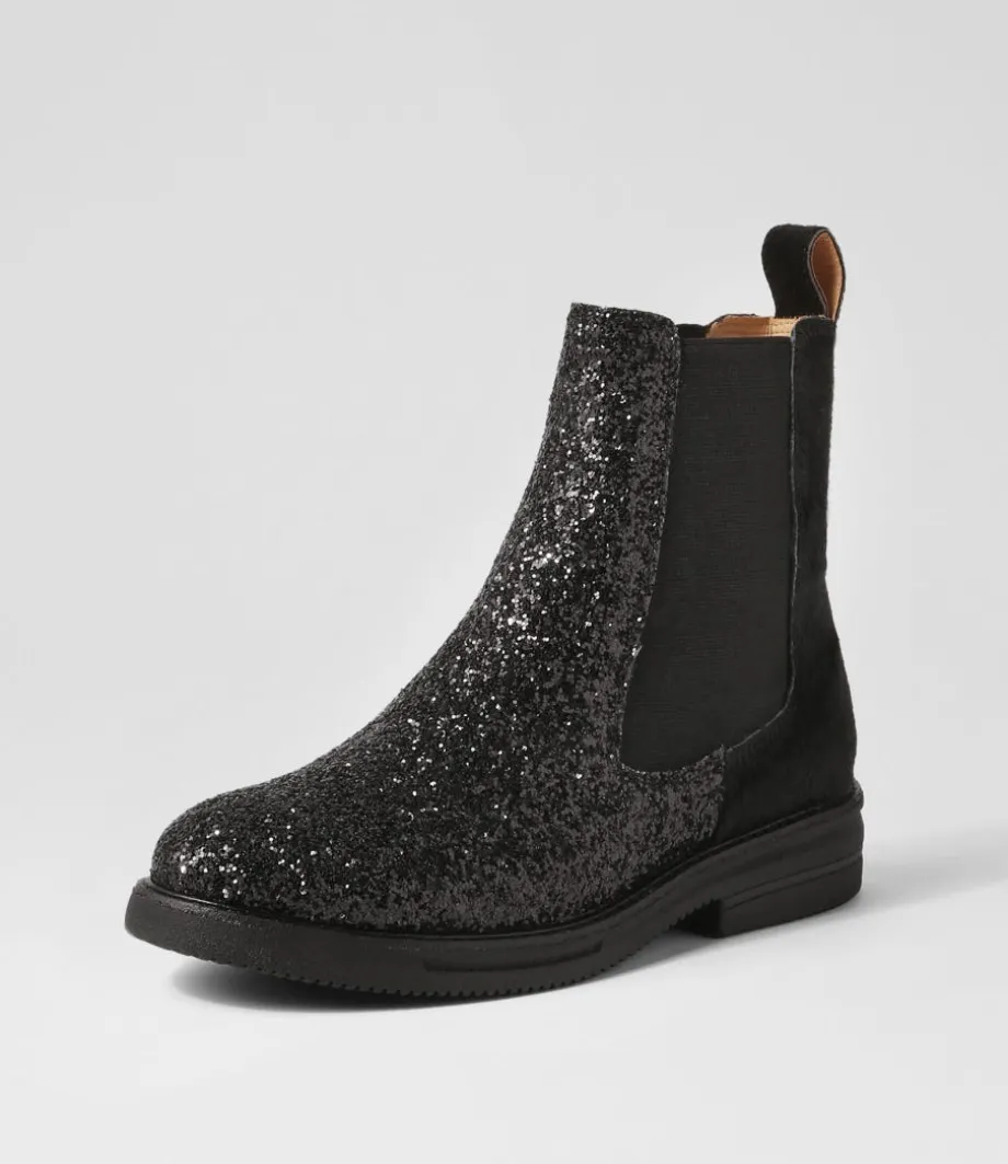Rise Black Multi Sparkle Pony Chelsea Boots