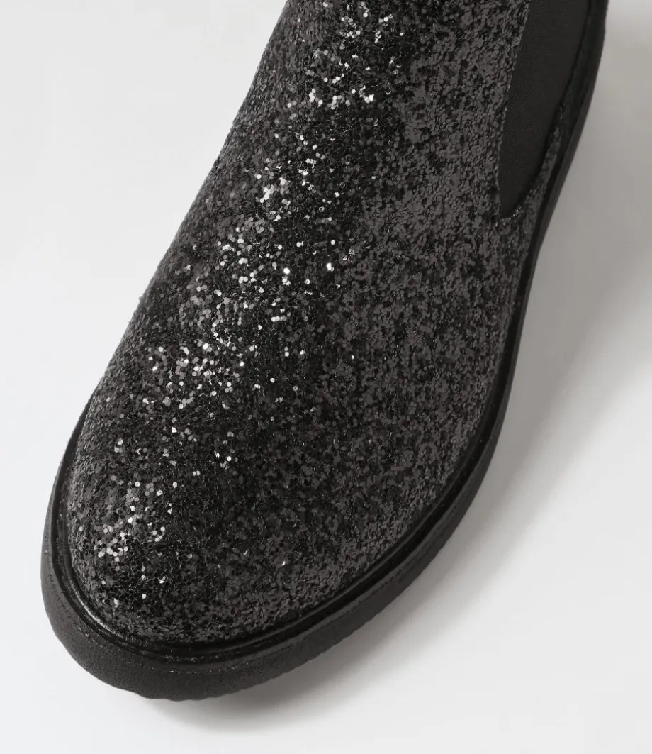 Rise Black Multi Sparkle Pony Chelsea Boots