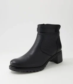 Ronda 11 Schwarz Leather Ankle Boots