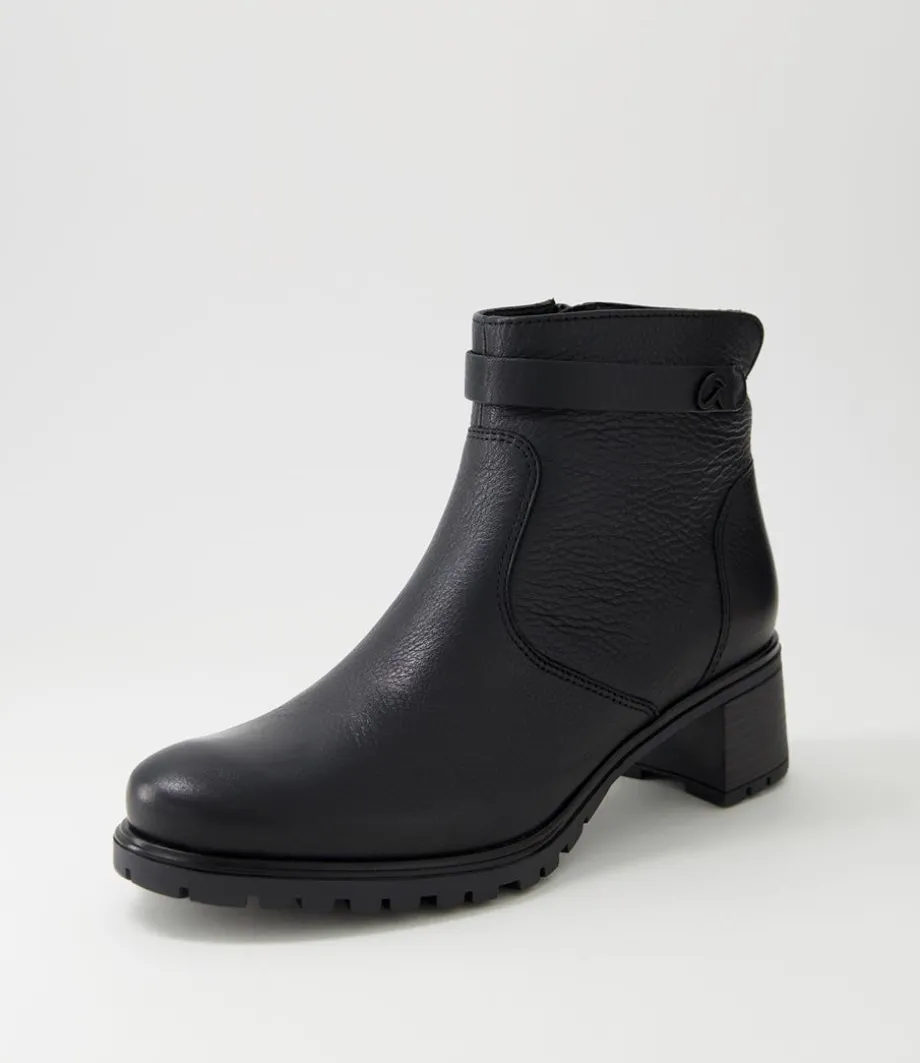 Ronda 11 Schwarz Leather Ankle Boots