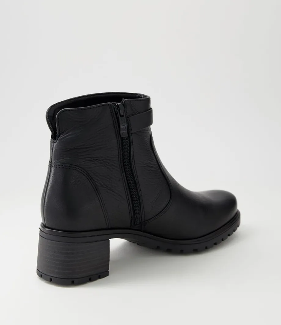 Ronda 11 Schwarz Leather Ankle Boots