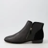 Ronele Black Leather Suede Ankle Boots