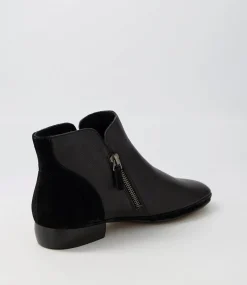 Ronele Black Leather Suede Ankle Boots