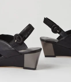Ronney Black Leather Sandals