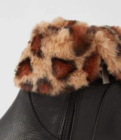 Rudo Black Leopard Fur Tumble Nubuck Calf Boots