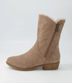 Rudo Taupe Natural Fur Tumble Nubuck Calf Boots