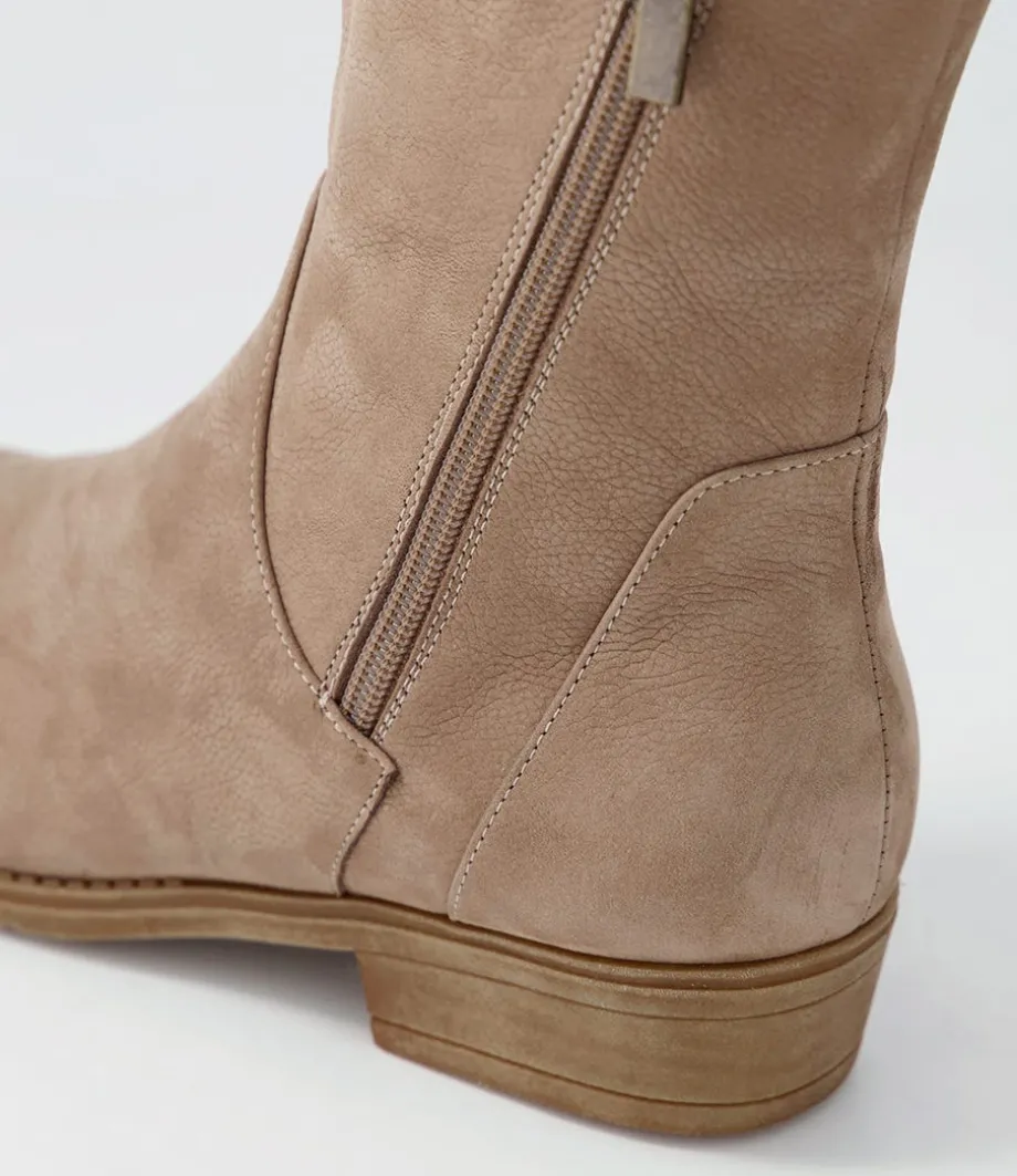 Rudo Taupe Natural Fur Tumble Nubuck Calf Boots