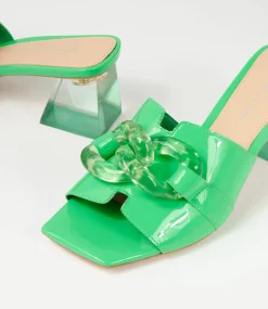 Rulie Lime Patent Leather Mules