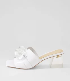 Rulie White Patent Leather Mules