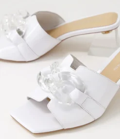Rulie White Patent Leather Mules