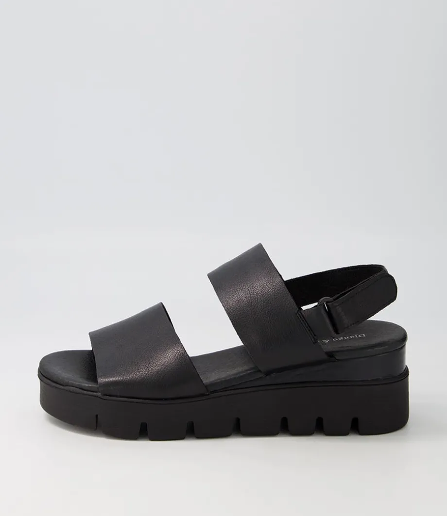Runar Black Leather Sandals