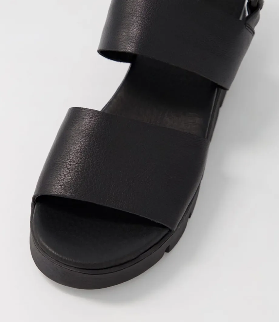Runar Black Leather Sandals