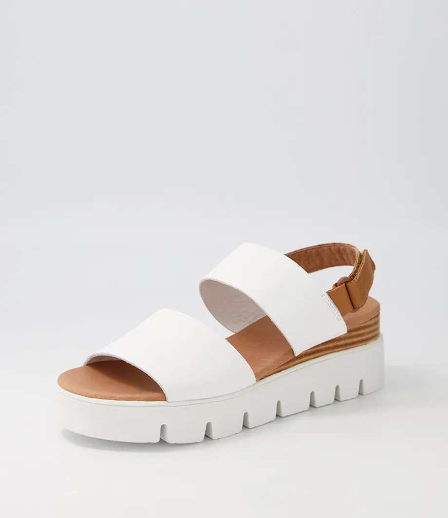 Runar White Dark Tan Leather Sandals