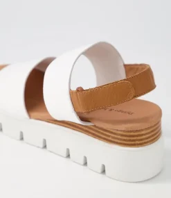 Runar White Dark Tan Leather Sandals