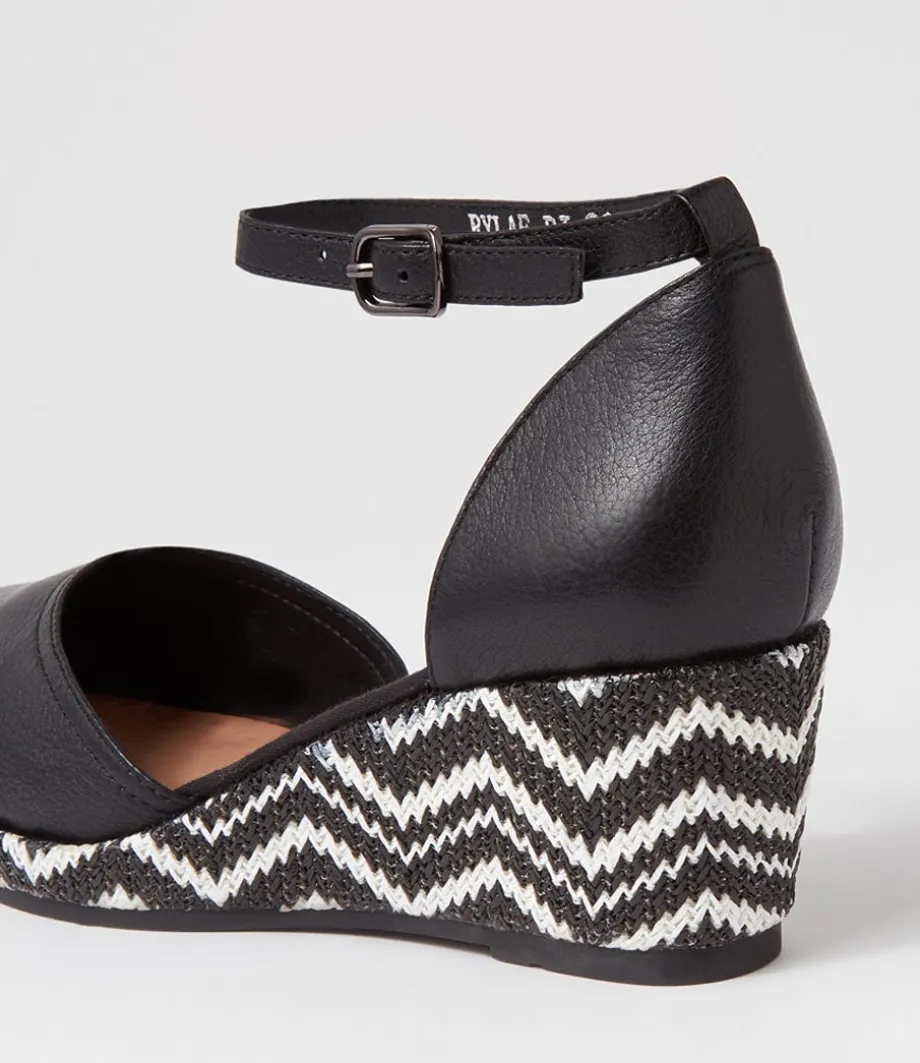 Rylaf Black Aztec Leather Clogs