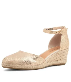 Rylen Gold Natural Rope Speckle Leather Wedges