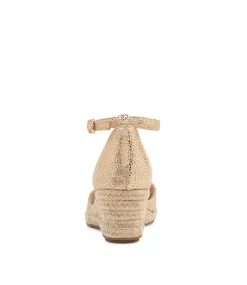Rylen Gold Natural Rope Speckle Leather Wedges