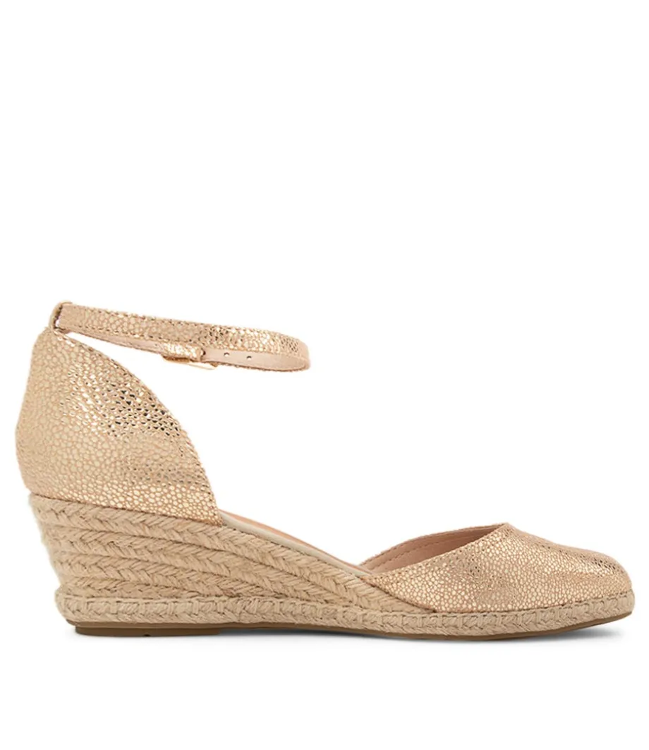 Rylen Gold Natural Rope Speckle Leather Wedges