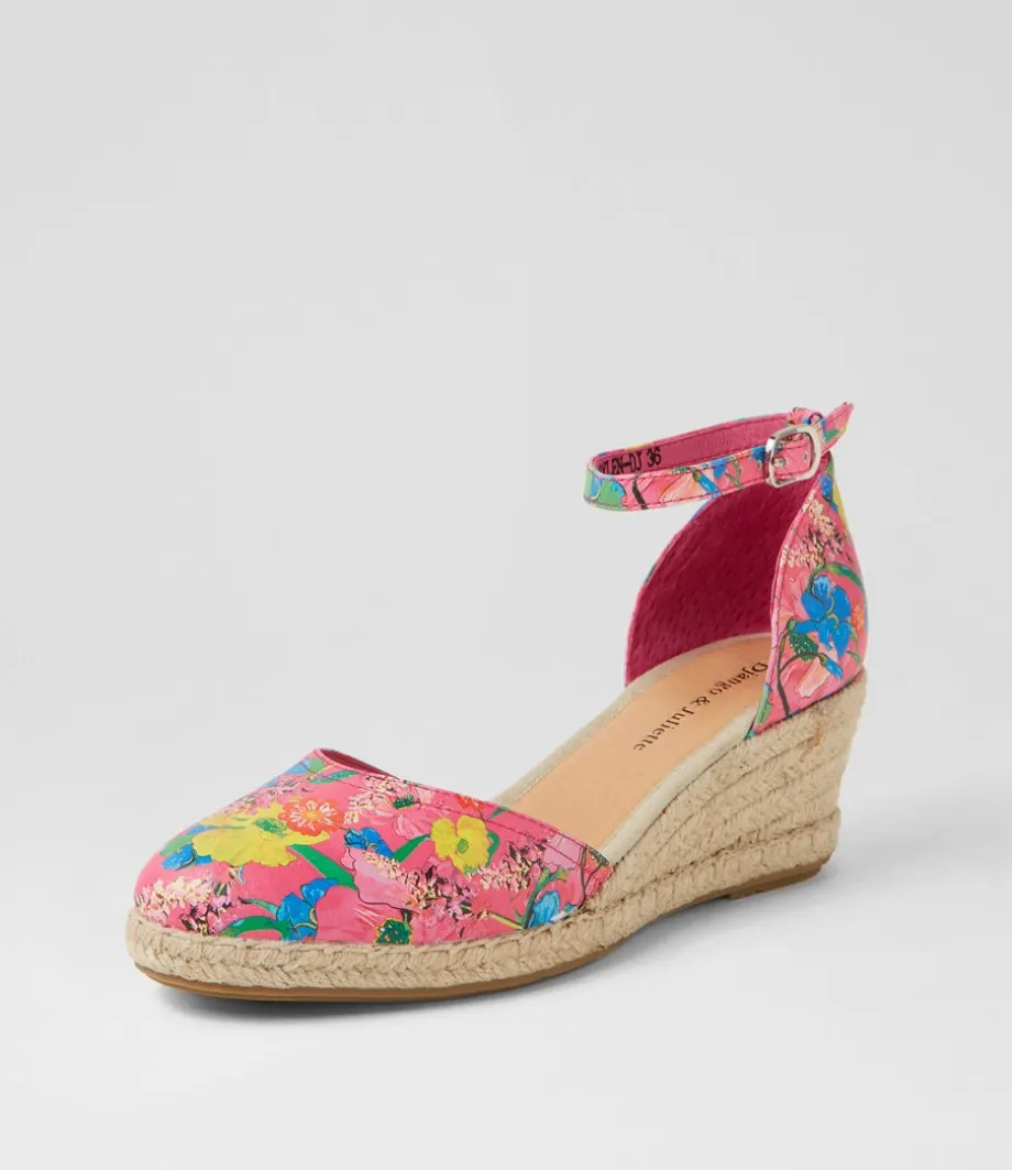 Rylen Hot Pink Flowermania Leather Wedges