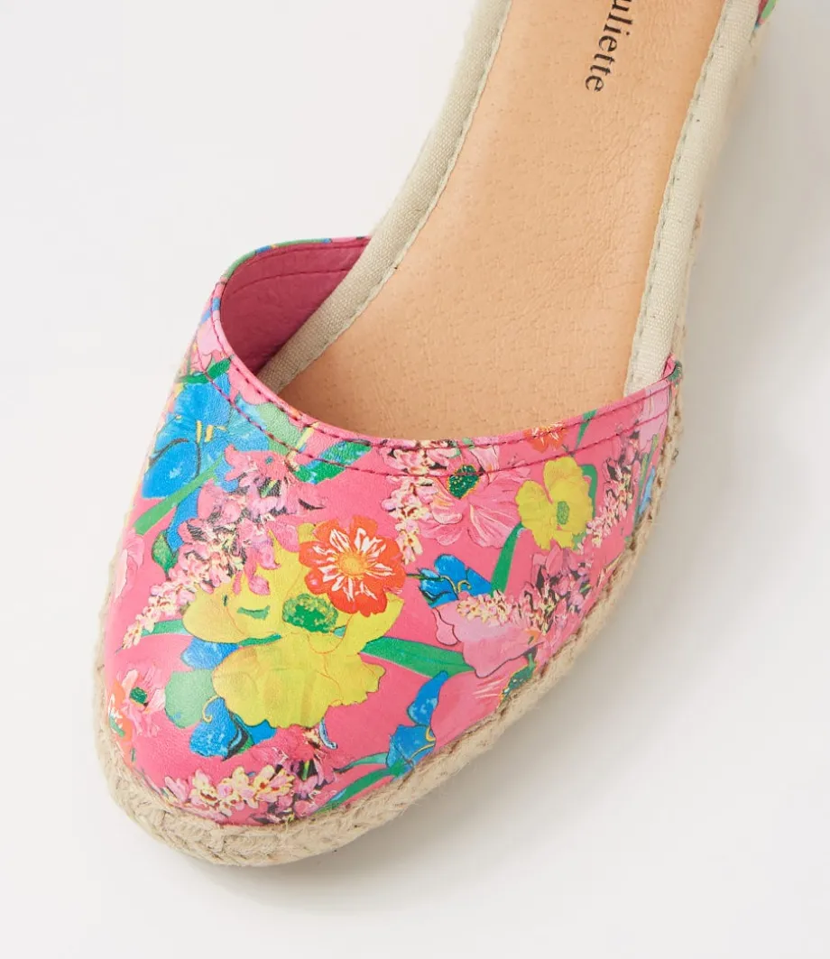Rylen Hot Pink Flowermania Leather Wedges