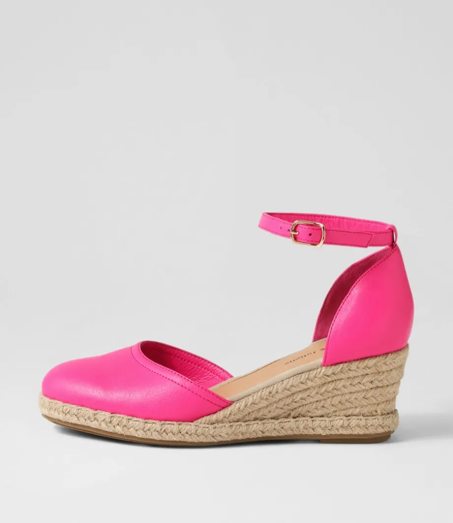 Rylen Hot Pink Natural Rope Leather Wedges