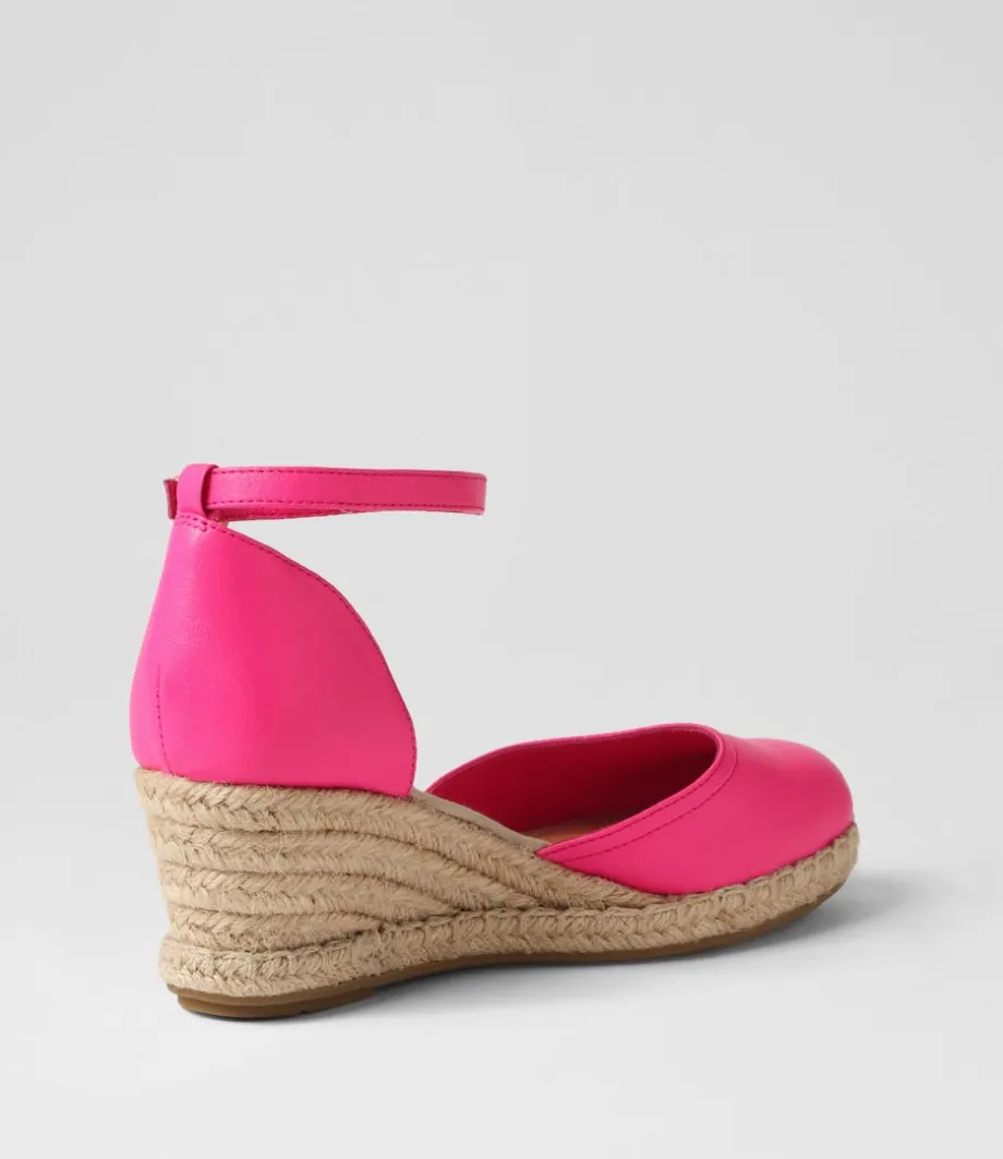 Rylen Hot Pink Natural Rope Leather Wedges