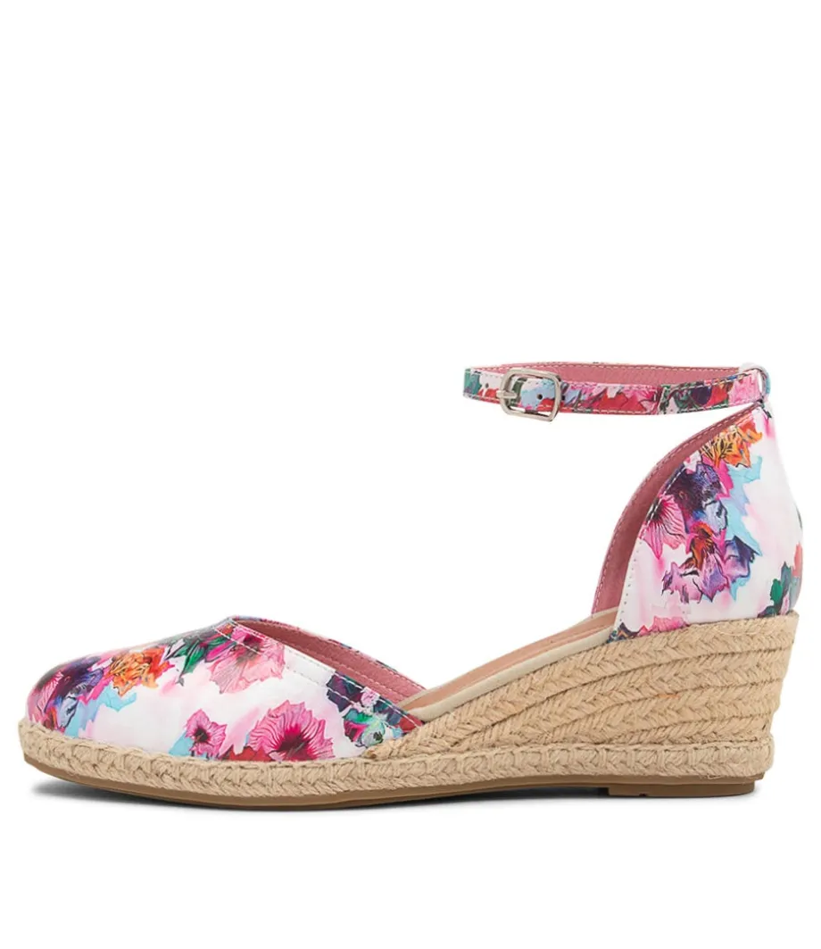 Rylen Poppy Print Natural Rope Leather Wedges