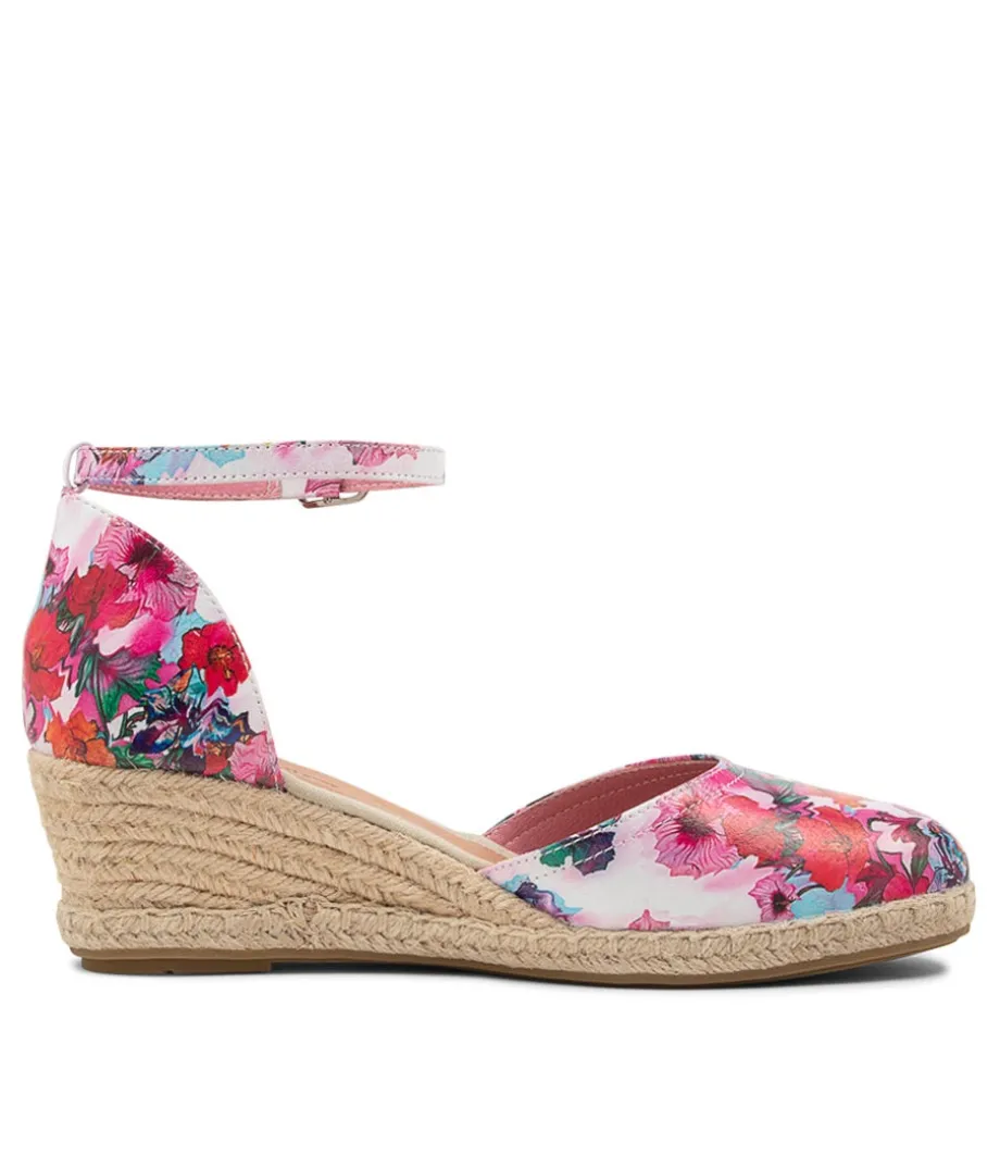 Rylen Poppy Print Natural Rope Leather Wedges