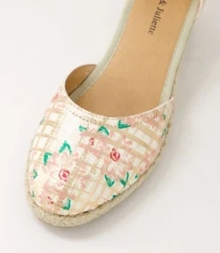 Rylen Rose Gold Pink Line Cut Leather Wedges