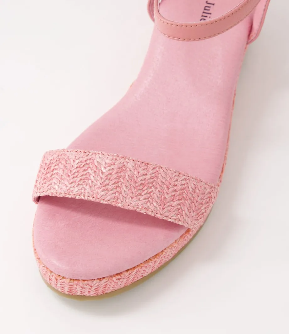Sable Pink Synthetic Raffia Leather Espadrilles