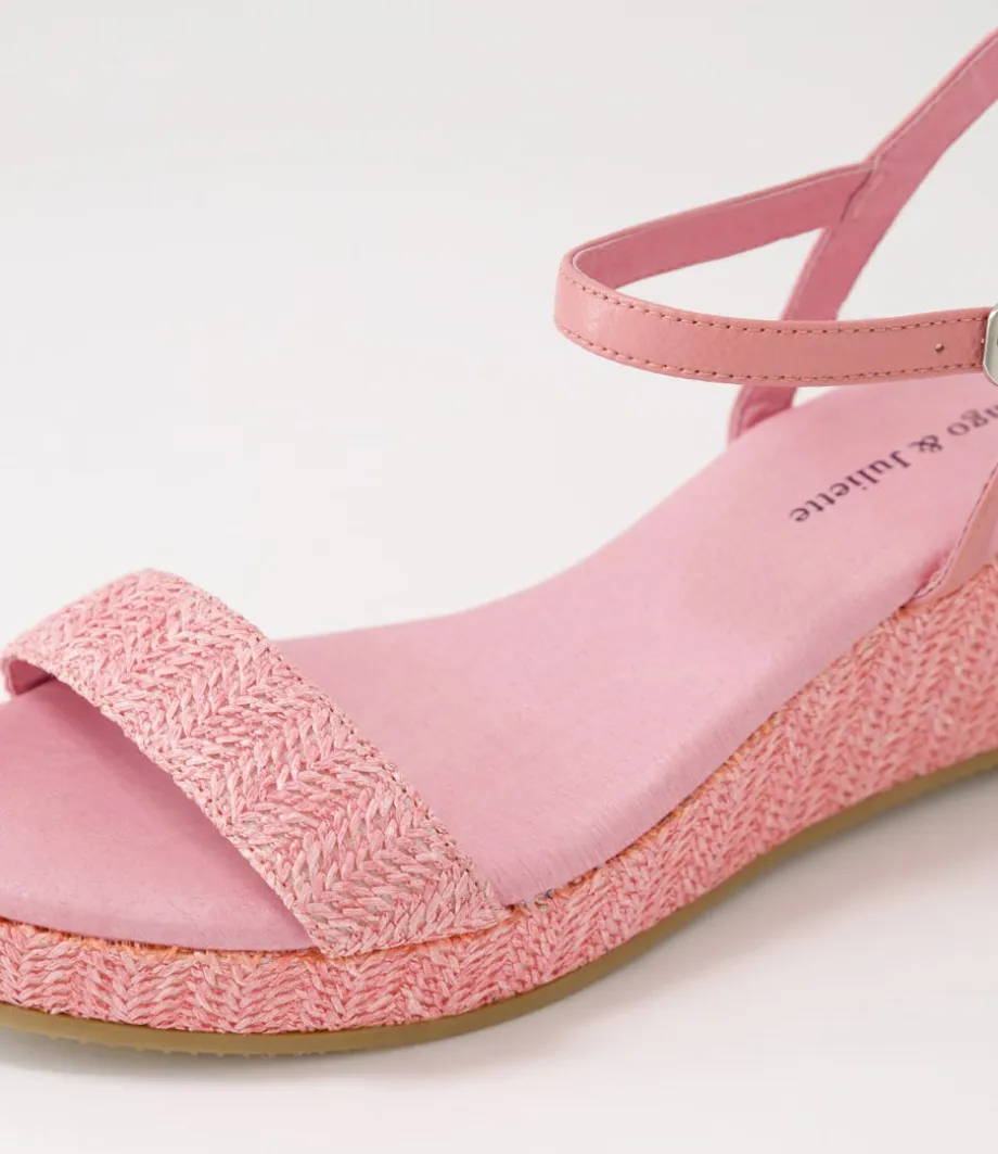 Sable Pink Synthetic Raffia Leather Espadrilles