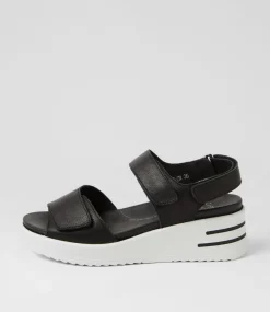 Sadias Xw Black White Leather Sandals