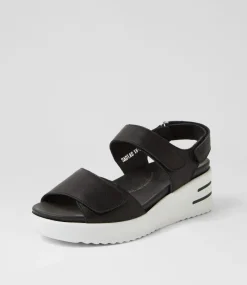 Sadias Xw Black White Leather Sandals