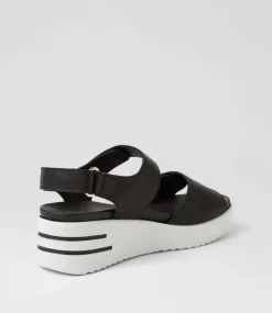Sadias Xw Black White Leather Sandals