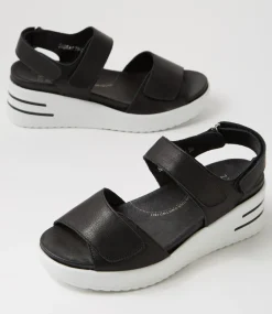 Sadias Xw Black White Leather Sandals