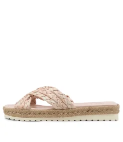 Saffad Peach Syn Raffia Espadrilles